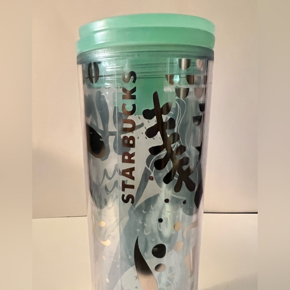 Starbucks 2020 Gold Mermaid Siren Clear Mint Green Acrylic Cold Cup Tumbler